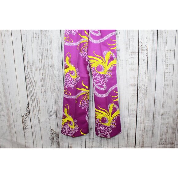 Vintage Sun Fashions of Hawaii Purple Floral Print Chinese Style Dress Pants 10 - Picture 16 of 16